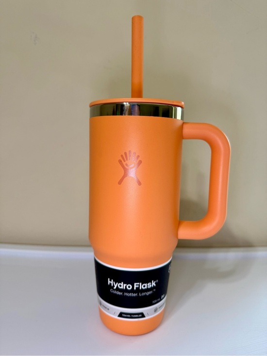 Hydro Flask Other - Hydro Flask Orange Insulated Straw Mug with Handle and Metallic Accent